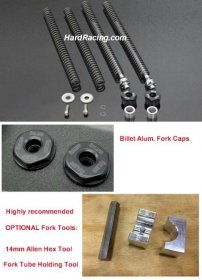 Ohlins FDK107 Fork Kit, (2) Sets of Fork Springs, & Billet Alum. Fork Caps for OEM Forks - '19-'21 Honda Monkey  (MSZ125) - IN STOCK