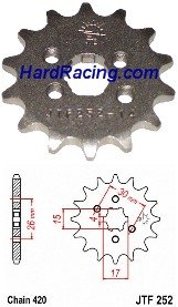 JT 420 Front Steel Sprocket  JTF252/249-xx - '13-'23  Honda GROM / GROM SF/ GROM RR - IN STOCK