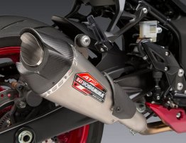 11801BP521 Yoshimura AT2 Stainless Slip On Exhaust w/ Stainless Muffler Carbon End Cap  - Suzuki GSX-S750/Z '18-22