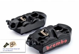 Brembo M4 CAST ALUM. FRONT  BLACK Monobloc Brake Calipers 108mm (FREE EXPRESS SHIPPING)  220.A397.50