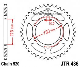 JTR486xx  JT 520 STEEL Rear Sprocket - '15-'19 Yamaha R3