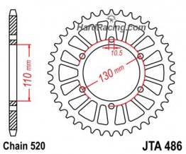 JTA486xx  JT 520 ALUMINUM Rear Sprocket - '15-'19 Yamaha R3