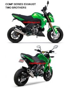 005-4450199  TWO BROTHERS Comp Series Stainless Full System with Carbon End Cap - '17-'22  Kawasaki Z125 Pro