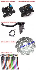 Honda GROM / SF  Brembo Big Dual Rear Calipers Kit for Right Handbrake (P2 32mm x 1 & P2 34G) (Caliper Bracket NOT INCLUDED)