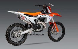 262542S320   Yoshimura    KTM/Husqvarna 250/ 350/ 450  '23-24  RS-12  Stainless  Slip On Exhaust with Aluminum Muffler Carbon End Cap