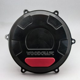 60-0656RB  Woodcraft Billet Alum. RIGHT SIDE Clutch Cover Protector- BLACK w/Skid Plate Kit - Ducati V4
