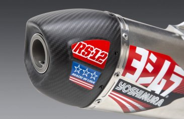 219220S320  Yoshimura  RS-12 STAINLESS FULL EXHAUST W/ ALUMINUM & CARBON FIBER END CAP & STAINLESS HEADER -  SUZUKI RM-Z450 '18-24