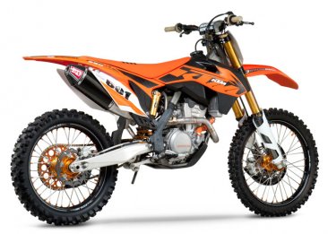 262511D220  Yoshimura   SIGNATURE  RS-4   FULL SYSTEM -  CARBON FIBER CAN  W/ CARBON FIBER END CAP & TI HEADER - KTM 250 SX-F 2013-15