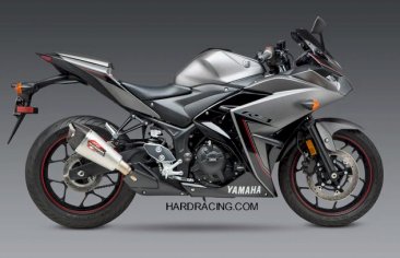 13320BP523 Yoshimura AT2 Stainless Slip-on Exhaust, w/ Stainless Muffler & Carbon Endcap  - '15-'24 Yamaha YZF R3