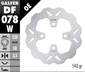 DF078W  GALFER FRONT Wave Rotor -( NOT Compatible with Brembo Upgrade)